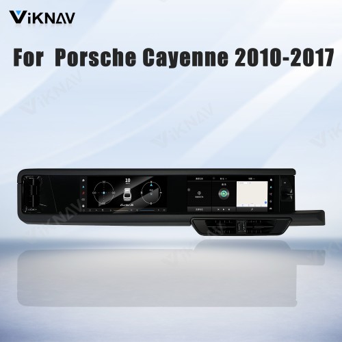 Android System 12.3 Inch+12.3 Inch Car Radio For Porsche Cayenne 2010-2017 Auto Stereo Wireless Carplay GPS Navigation Multimedia Player 128GB RHD Dual Touch Screen(Black)