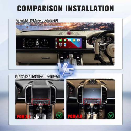 Android System 12.3 Inch+12.3 Inch Car Radio For Porsche Cayenne 2010-2017 Auto Stereo Wireless Carplay GPS Navigation Multimedia Player 128GB RHD Dual Touch Screen (Beige)