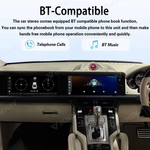 Android System 12.3 Inch+12.3 Inch Car Radio For Porsche Cayenne 2010-2017 Auto Stereo Wireless Carplay GPS Navigation Multimedia Player 128GB RHD Dual Touch Screen (Bordeaux red)