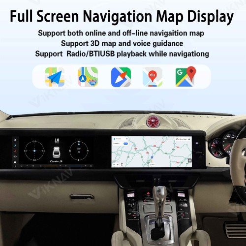 Android System 12.3 Inch+12.3 Inch Car Radio For Porsche Cayenne 2010-2017 Auto Stereo Wireless Carplay GPS Navigation Multimedia Player 128GB RHD Dual Touch Screen (Truffle Brown)