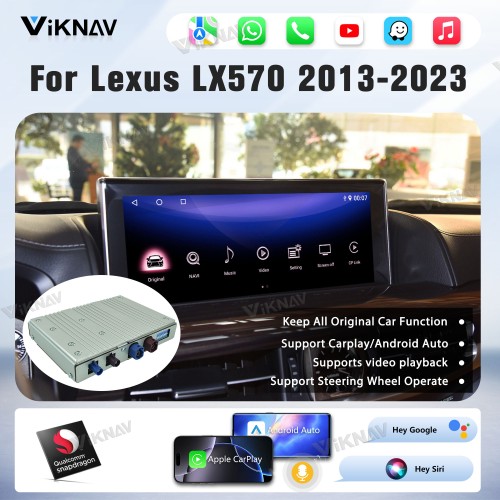 Viknav Android 13 Interface Box for Lexus LX 570 2013-2023 Wireless CarPlay Decoder Android Auto GPS Navigation  Original Car Radio Screen