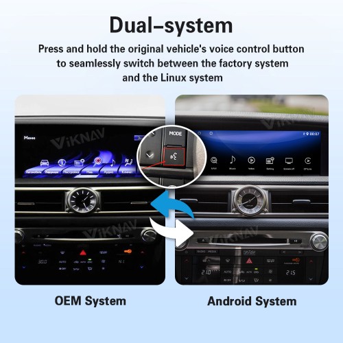 Viknav Android 13 Interface Box for Lexus GS 2012-2018 Wireless CarPlay Decoder Android Auto GPS Navigation  Original Car Radio Screen