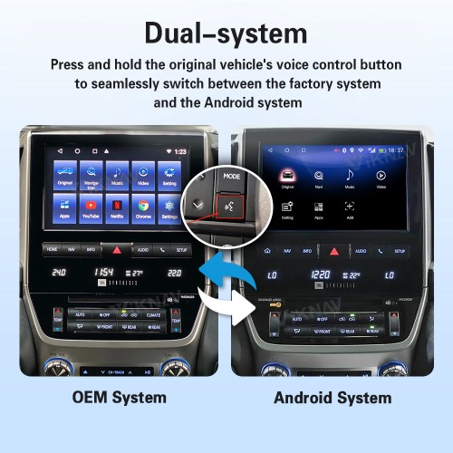 Viknav Android 13 Interface Box for Toyota LC200 LC300 2012-2024 Wireless CarPlay Decoder Android Auto GPS Navigation  Original Car Radio Screen