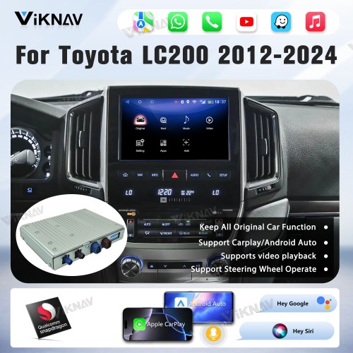 Viknav Android 13 Interface Box for Toyota LC200 LC300 2012-2024 Wireless CarPlay Decoder Android Auto GPS Navigation  Original Car Radio Screen