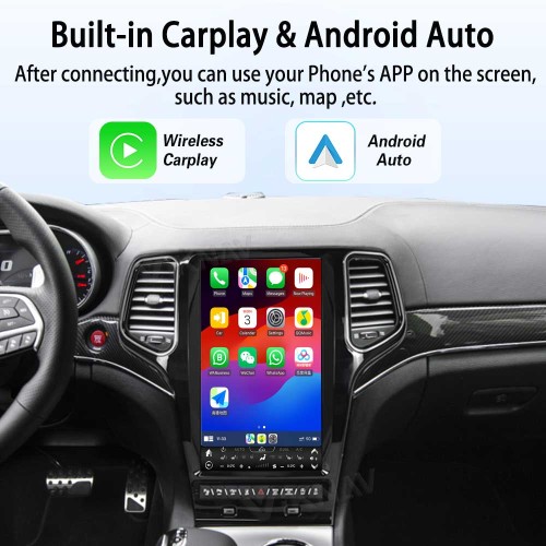 ViKNAV 13.6 Inch Android Car Radio For Jeep Cherokee 2009-2012 CarPlay Android Auto Touch Screen GPS Navigation Stereo Head Unit