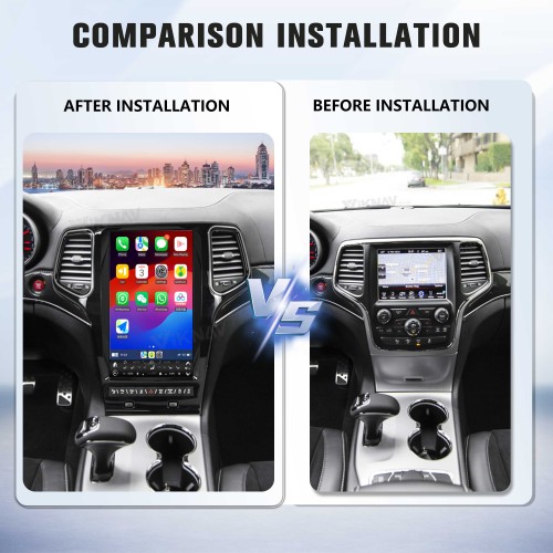 ViKNAV 13.6 Inch Android Car Radio For Jeep Cherokee 2009-2012 CarPlay Android Auto Touch Screen GPS Navigation Stereo Head Unit