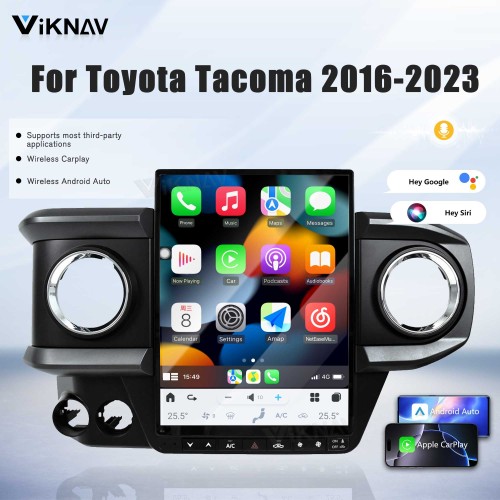 Viknav Android Car Radio For Toyota Tacoma 2016 - 2023 Wireless Carplay Android Auto Multimedia player GPS Navigation Auto StereoTouch Screen