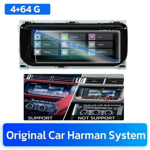 10.25 Inch Android For Land Range Rover Vogue Sport 2013-2017 Car Radio GPS Navigation Multimedia Video Player 2Din Head Unit (64GB Harman)