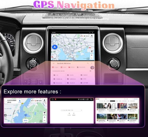Viknav 14.4 Inch Car Radio for Ford F150 2013 2014 Year Android Auto Stereo Receiver Multimedia Player GPS Navigation Head Unit Tape Recorder (SYNC2-128GB)