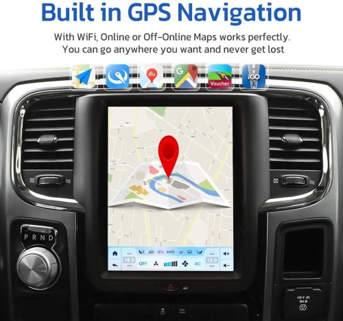 10.4 Inch Car Radio Upgrade for Dodge Ram 2013 2014 2015 2016 2017 2018 GPS Navigation Multimedia Player Wireless Carplay Head Unit (Ram-64GB )