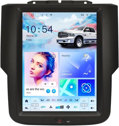 10.4 Inch Car Radio Upgrade for Dodge Ram 2013 2014 2015 2016 2017 2018 GPS Navigation Multimedia Player Wireless Carplay Head Unit (Ram-64GB )