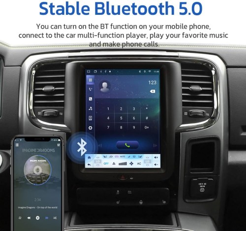 10.4 Inch Car Radio Upgrade for Dodge Ram 2013 2014 2015 2016 2017 2018 GPS Navigation Multimedia Player Wireless Carplay Head Unit (Ram-64GB )