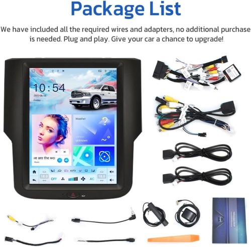 10.4 Inch Car Radio Upgrade for Dodge Ram 2013 2014 2015 2016 2017 2018 GPS Navigation Multimedia Player Wireless Carplay Head Unit (Ram-64GB )