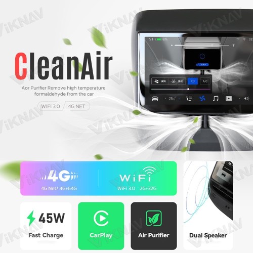 7 Inch Android 12 Rear AC Panel Climate Screen for Tesla Model 3 Model Y 2019 2020 2021 2022 2023 Car Multimedia Player Rear Air Condition Seat Apple Carplay Entertainment System Display(32GB)