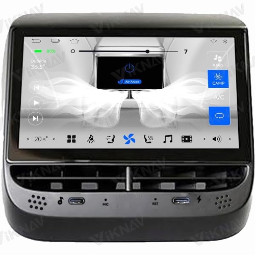 7 Inch Android 12 Rear AC Panel Climate Screen for Tesla Model 3 Model Y 2019 2020 2021 2022 2023 Car Multimedia Player Rear Air Condition Seat Apple Carplay Entertainment System Display(32GB)