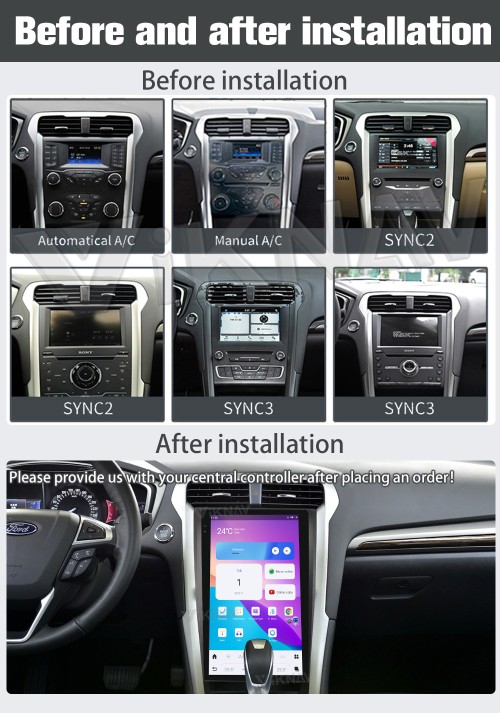 Viknav 13.6 inch Touch Screen Car Radio For Ford Mondeo 2013-2021 Android 13 Multimedia Player Head unit (SYNC2-128GB)