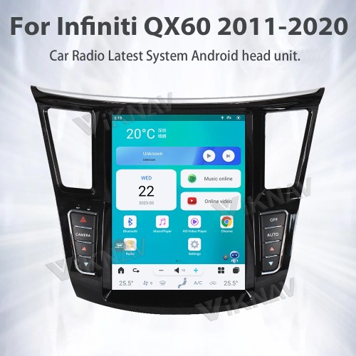 Viknav 12.3 Inch Car Radio For Infiniti QX60 JX35 2011-2020 Multimedia Player GPS Carplay 4G WIFI Head Unit Stereo Receiver(128GB)