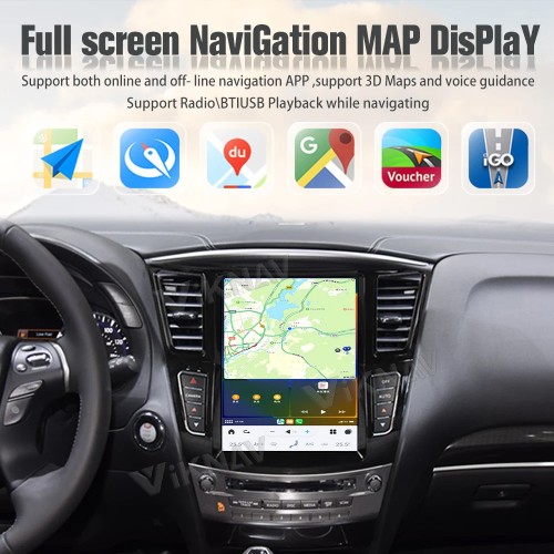 Viknav 12.3 Inch Car Radio For Infiniti QX60 JX35 2011-2020 Multimedia Player GPS Carplay 4G WIFI Head Unit Stereo Receiver(128GB)