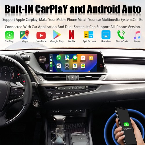 Viknav Fit For 12.3 Inch Car Video lnterface With For LEXUS ES 2018-2020 Carplay interface with screen touchpad and 360 AHD Head Unit(128GB)