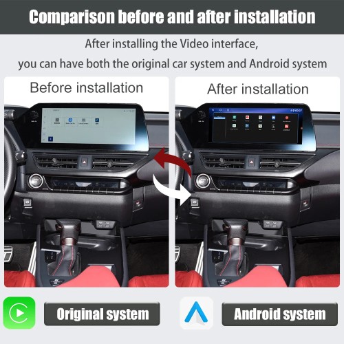 Carplay Car Video interface For LEXUS UX 2019-2021 Android system Multimedia Player interface with screen touchpad and 360 AHD(128GB)