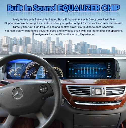 Viknav Android Hear Unit For Mercedes Benz S Class 2006-2013 12.3 Inch Touch Screen Car Radio With Wireless Carplay(Black-128GB)