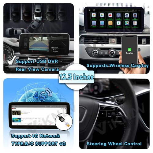 12.3inch Car Radio DVD multimedia player For Audi A6 A6L A7 2012-2019 auto audio GPS navigation stereo receiver(128GB)