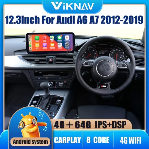 12.3 inch Car Radio For Audi A6 A6L A7 2012-2019 Auto Audio Receiver With Screen GPS Multimedia DVD Player (64GB)