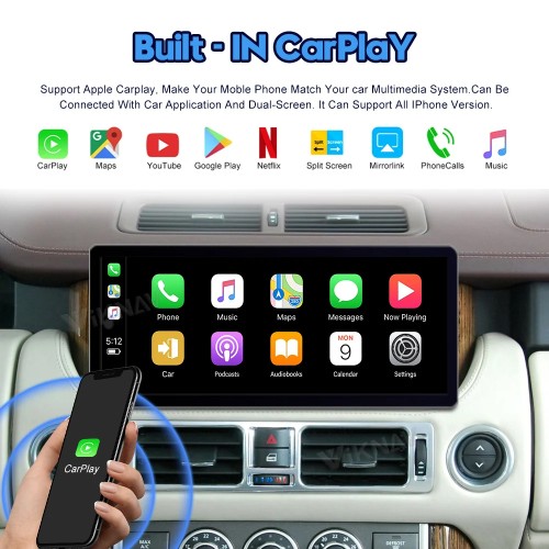 Viknav 12.3 Inch Android Car Stereo Radio For Land Range Rover Vogue V8 L322 2002-2012 GPS Navigation Multimedia Player Carplay Touch Screen(128GB)