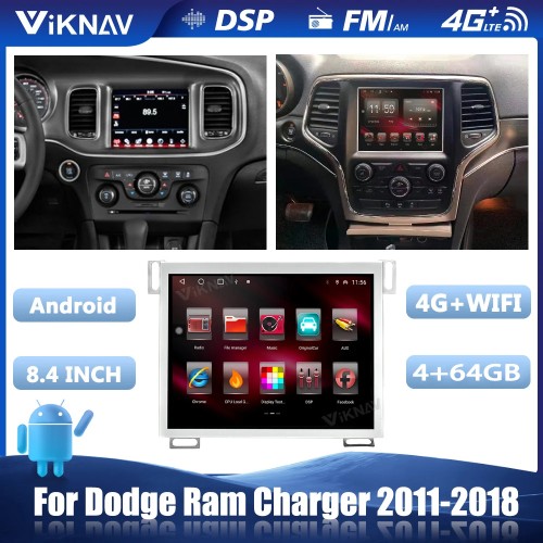 Car Radio Stereo For Dodge Ram Charger 2011-2018 Multimedia Video Player GPS Navigation BT Carplay Head Unit(64GB)