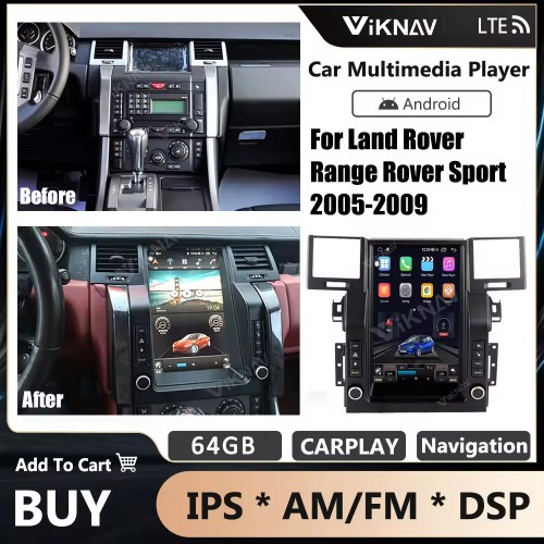 12.1 Inch Tesla Style Car Radio For Range Rover Sport 2005-2009 Android GPS Navigation Auto Multimedai Player Carplay(64GB)
