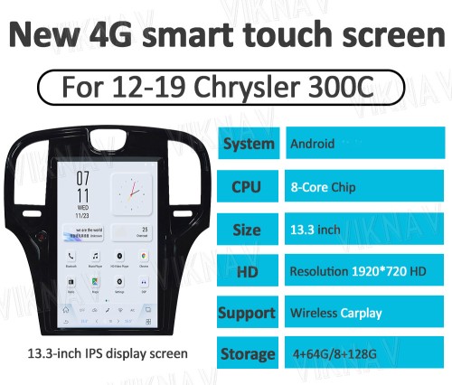 Android Qualcomm For Chrysler 300C 2013-2017 2018 2019  Car Radio CarPlay 8 Core Autoaudio Navigation Stereo 2 Din(Chrysler-128GB)