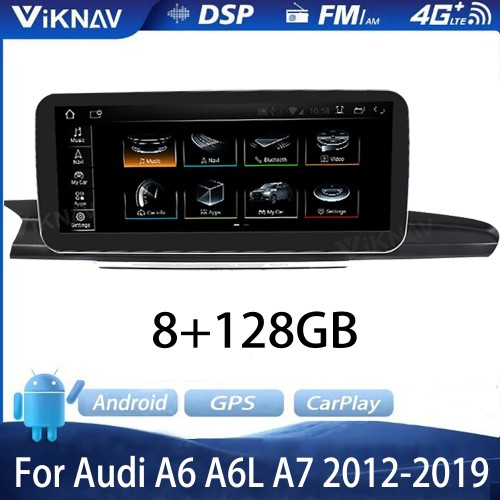 12.3inch Car Radio DVD multimedia player For Audi A6 A6L A7 2012-2019 auto audio GPS navigation stereo receiver(128GB)