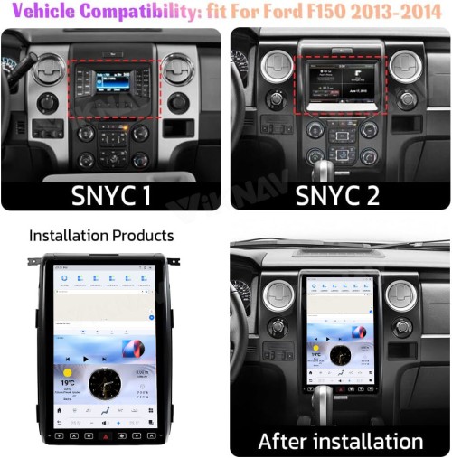 Viknav 14.4 Inch Car Radio for Ford F150 2013 2014 Year Android Auto Stereo Receiver Multimedia Player GPS Navigation Head Unit Tape Recorder (SYNC2-128GB)