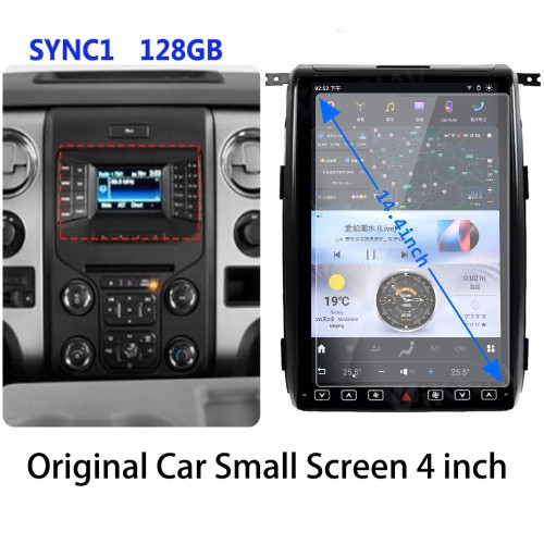 Viknav 14.4 Inch Car Radio for Ford F150 2013 2014 Year Android Auto Stereo Receiver Multimedia Player GPS Navigation Head Unit Tape Recorder (SYNC1-128GB)