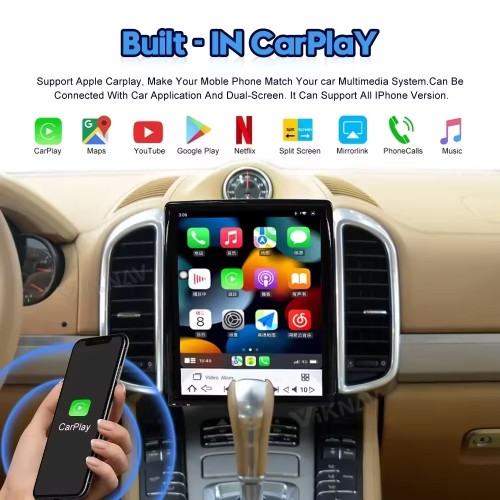 Viknav Android Auto For Porsche Cayenne 2011-2016 Vertical Screen 10.4inch Wireless Carplay Car GPS Navigation Radio Multimedia Video player Head Unit （128GB）