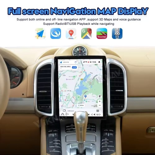 Viknav Android Auto For Porsche Cayenne 2011-2016 Vertical Screen 10.4inch Wireless Carplay Car GPS Navigation Radio Multimedia Video player Head Unit （128GB）