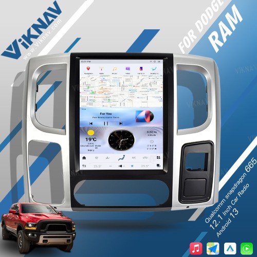 Viknav 12.1inch Touch Screen Car Radio For Dodge Ram 2013 -2018 Android 13 Multimedia Player Head Unit(128GB)