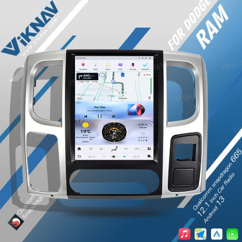 Viknav 12.1inch Touch Screen Car Radio For Dodge Ram 2013 -2018 Android 13 Multimedia Player Head Unit(128GB)