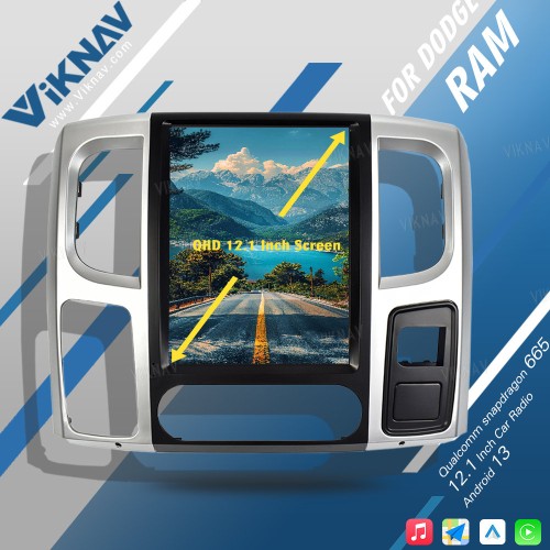 Viknav 12.1inch Touch Screen Car Radio For Dodge Ram 2013 -2018 Android 13 Multimedia Player Head Unit(128GB)