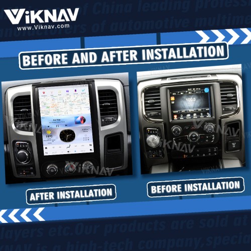 Viknav 12.1inch Touch Screen Car Radio For Dodge Ram 2013 -2018 Android 13 Multimedia Player Head Unit(128GB)