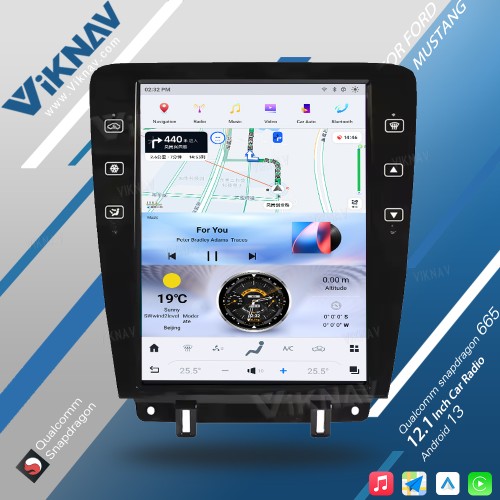 Viknav Car Radio For Ford Mustang 2009-2014 12.1inch Touch Screen GPS Navigation  Android Multimedia Player Head unit(128GB)