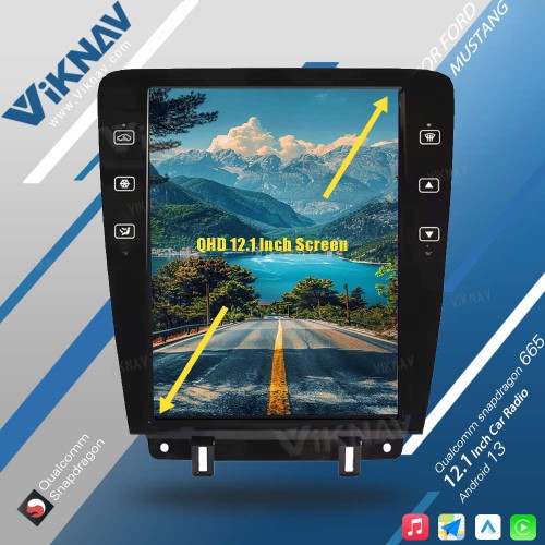 Viknav Car Radio For Ford Mustang 2009-2014 12.1inch Touch Screen GPS Navigation  Android Multimedia Player Head unit(128GB)