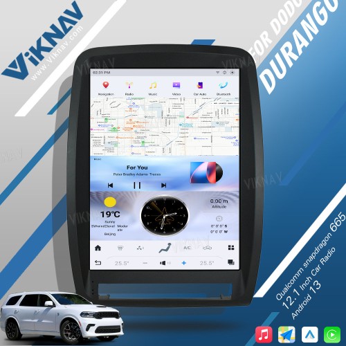 VIKNAV Touch Screen Car Radio For Dodge Durango 2011-2013 Android Auto Carplay GPS Navigation Multimedia Stereo Player Head Unit(64GB)