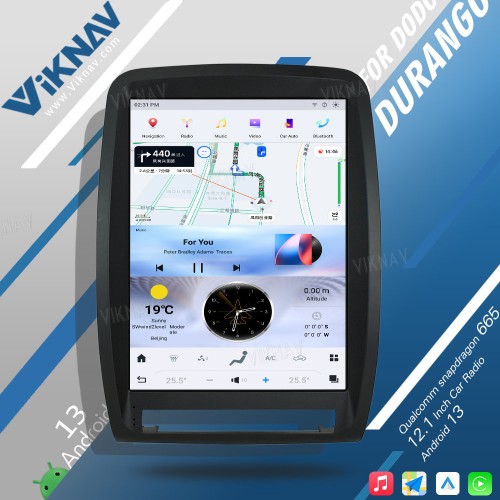 VIKNAV Touch Screen Car Radio For Dodge Durango 2011-2013 Android Auto Carplay GPS Navigation Multimedia Stereo Player Head Unit(64GB)