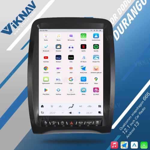 VIKNAV 12.1inch Android Auto car radio For Dodge Durango 2014-2016 Carplay touch screen GPS Navigation Multimedia player head unit(64GB)