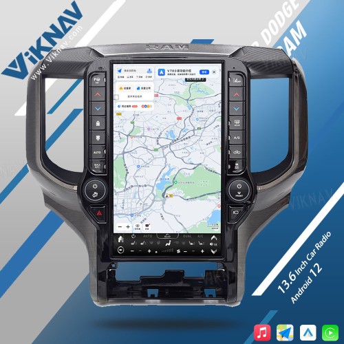 VIKNAV 13.6 Inch Android Head Unit For 2019-2024 Dodge Ram Car Stereo Radio GPS Navigation Carplay Multimedia Video Player (128GB)
