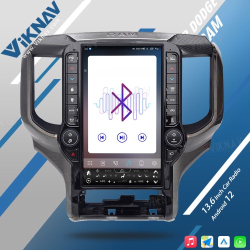 VIKNAV 13.6 Inch Android Head Unit For 2019-2024 Dodge Ram Car Stereo Radio GPS Navigation Carplay Multimedia Video Player (128GB)