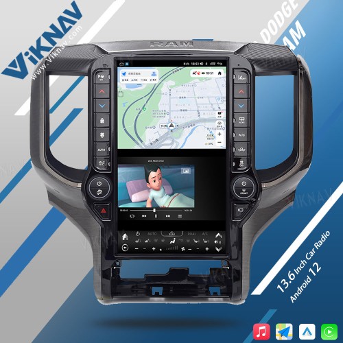 VIKNAV 13.6 Inch Android Head Unit For 2019-2024 Dodge Ram Car Stereo Radio GPS Navigation Carplay Multimedia Video Player (128GB)