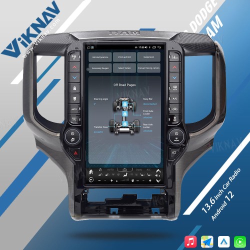 VIKNAV 13.6 Inch Android Head Unit For 2019-2024 Dodge Ram Car Stereo Radio GPS Navigation Carplay Multimedia Video Player (128GB)