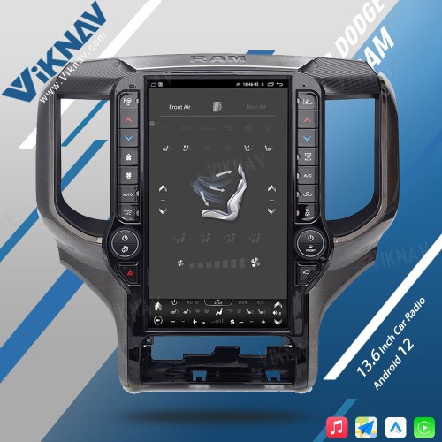 VIKNAV 13.6 Inch Android Head Unit For 2019-2024 Dodge Ram Car Stereo Radio GPS Navigation Carplay Multimedia Video Player (128GB)
